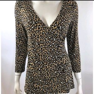 Banana Republic Leopard Wrap 3/4 Sleeve Blouse